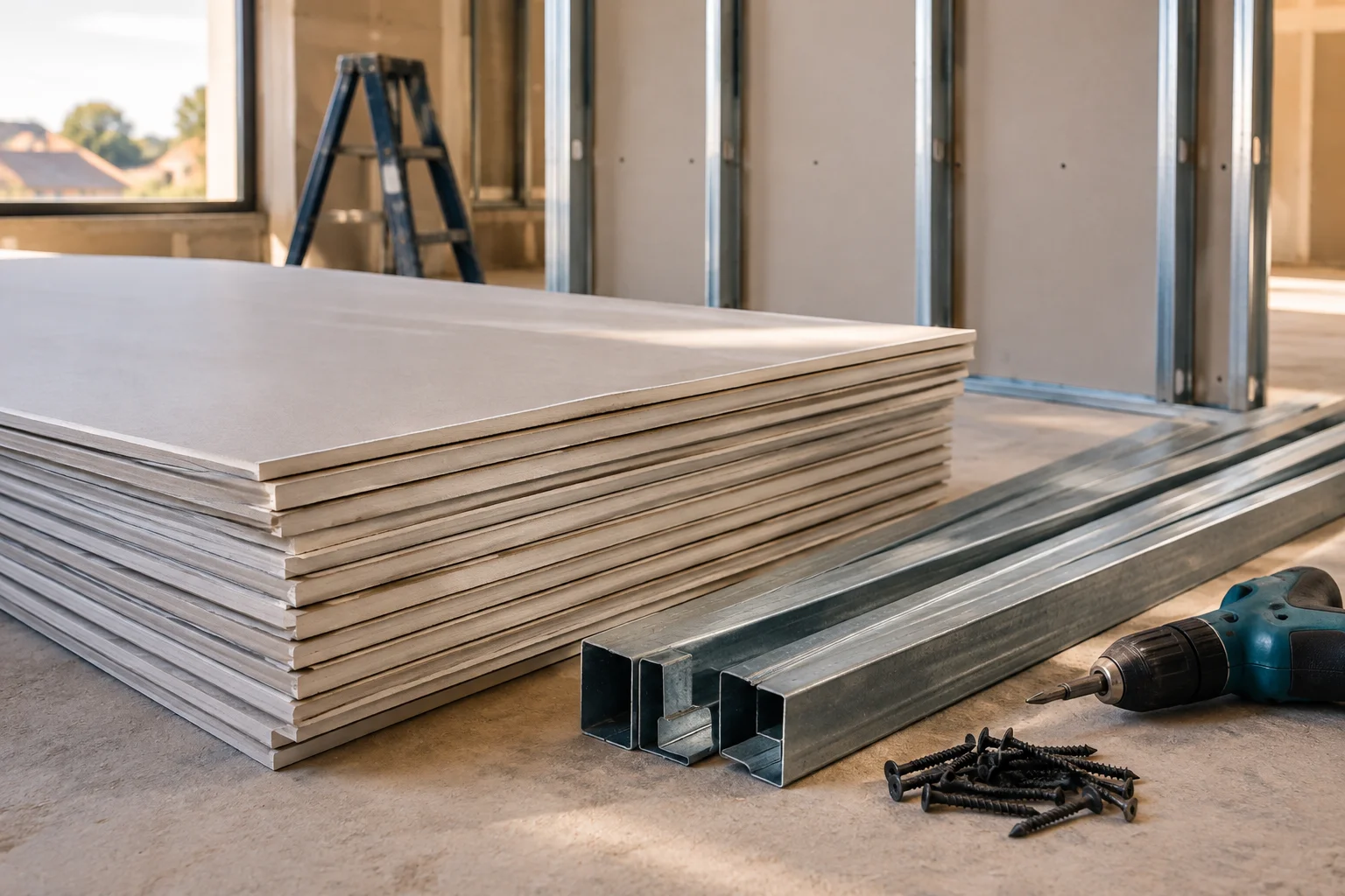 Calculadora de Drywall: Chapas, Perfis e Parafusos por m²
